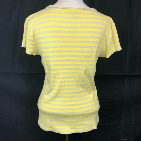 Ann Taylor Striped Crewneck Short Sleeve Top in Yellow & Tan Size Large - Picture 3 of 8